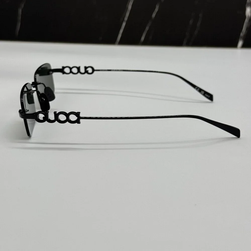 NEW GUCCI SUNGLASSES BLACK UNISEX RECTANGLE EYEWEAR GUCCI GG1808S 001